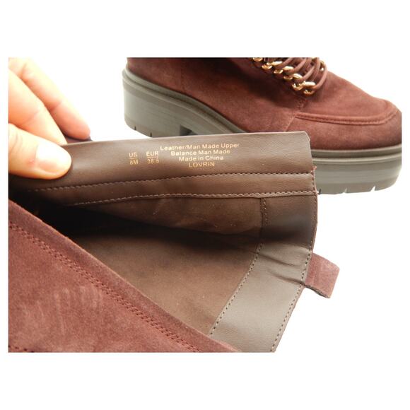 Sam Edelman Lovrin Suede Chain Lace Up Chunky Combat Platform Boots Burgundy 8M - Picture 9 of 9